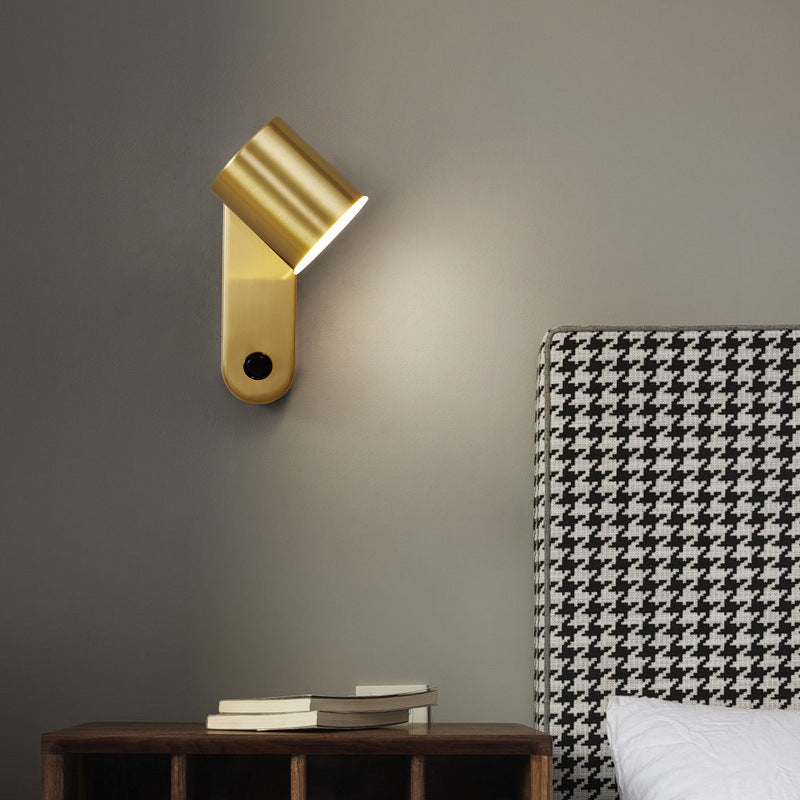 Rotatable Oval Cylinder Full Copper LED Wall Sconce Lamp