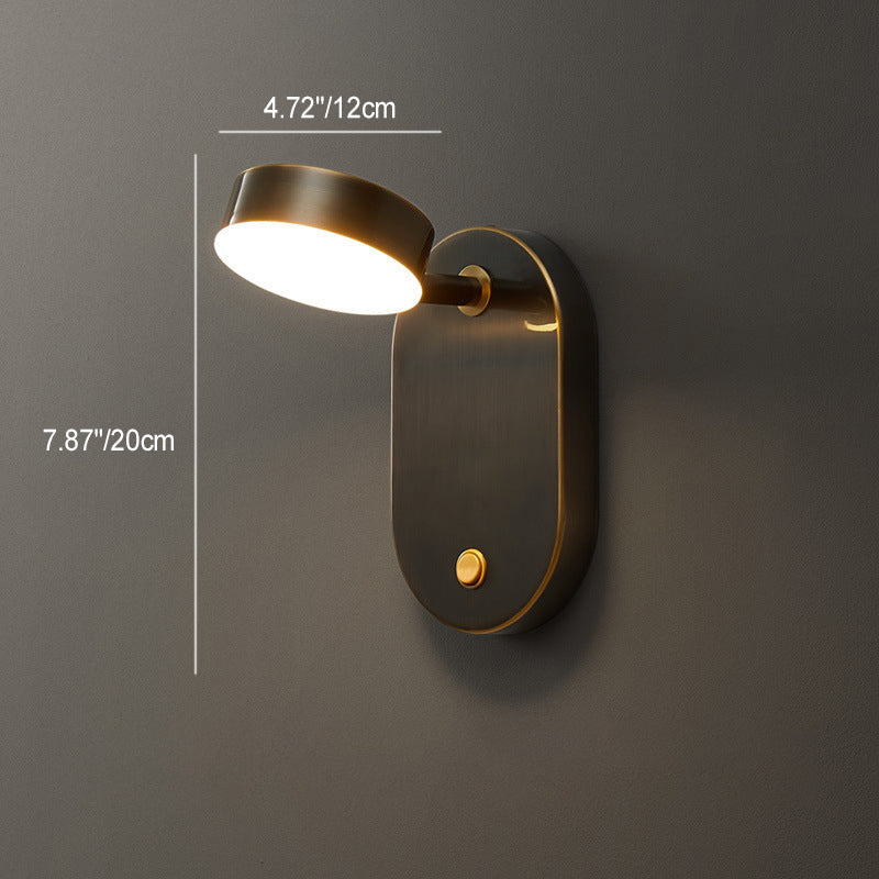 Rotatable Oval Cylinder Full Copper LED Wall Sconce Lamp