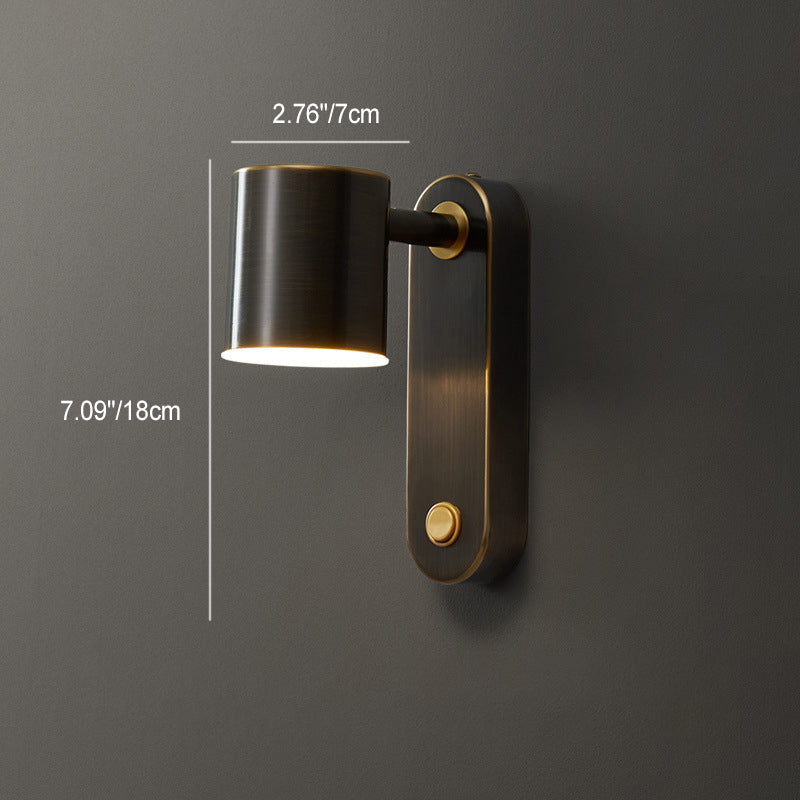 Rotatable Oval Cylinder Full Copper LED Wall Sconce Lamp
