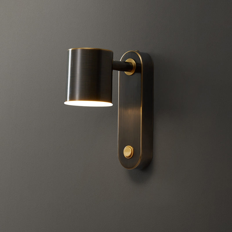 Rotatable Oval Cylinder Full Copper LED Wall Sconce Lamp