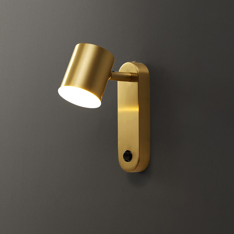 Rotatable Oval Cylinder Full Copper LED Wall Sconce Lamp