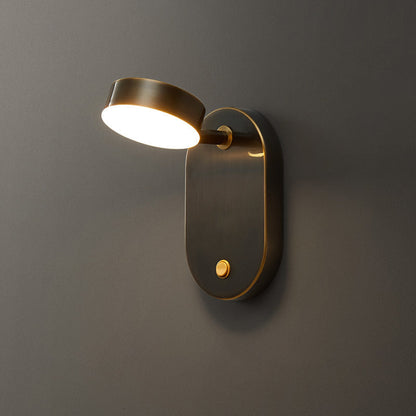 Rotatable Oval Cylinder Full Copper LED Wall Sconce Lamp