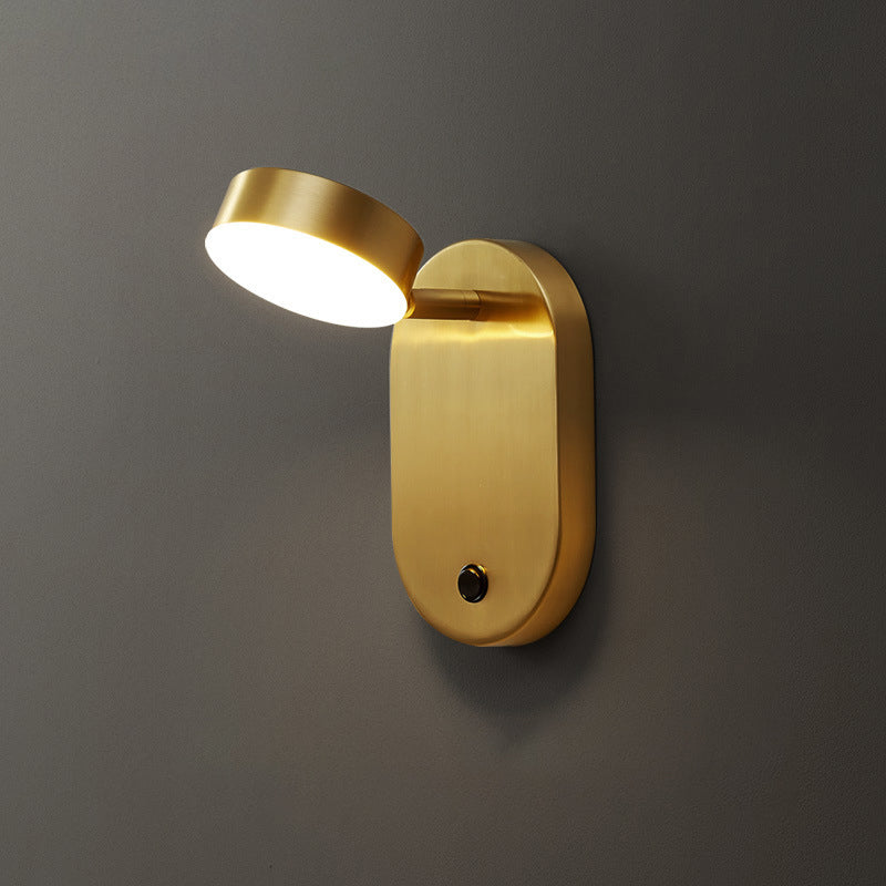 Rotatable Oval Cylinder Full Copper LED Wall Sconce Lamp