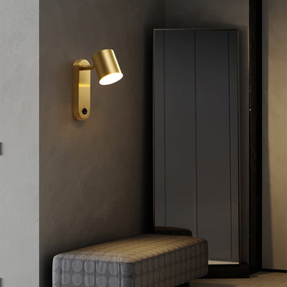 Rotatable Oval Cylinder Full Copper LED Wall Sconce Lamp
