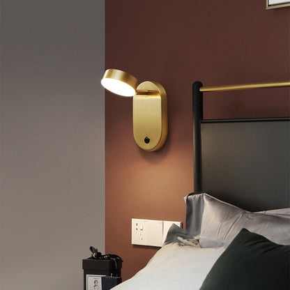 Rotatable Oval Cylinder Full Copper LED Wall Sconce Lamp
