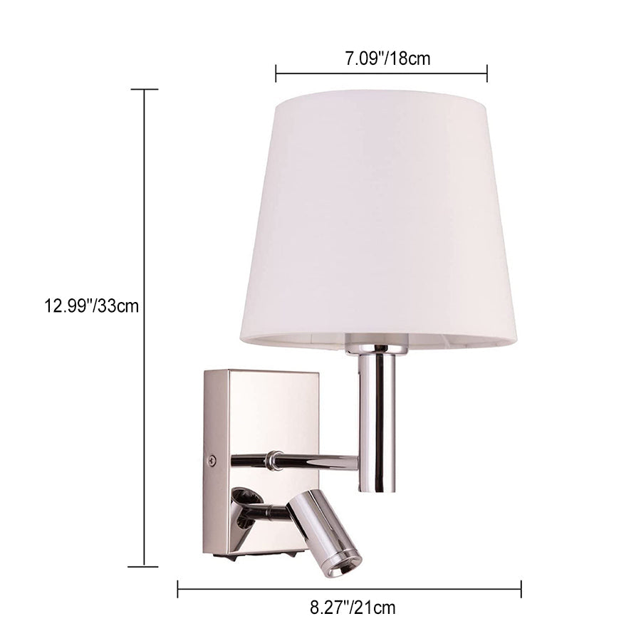 Round Trapezoidal Iron Fabric 1-Light Wall Sconce Lamp