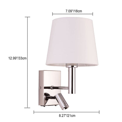Round Trapezoidal Iron Fabric 1-Light Wall Sconce Lamp