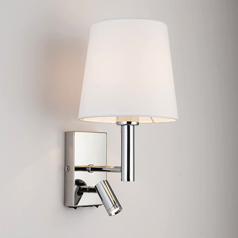 Round Trapezoidal Iron Fabric 1-Light Wall Sconce Lamp