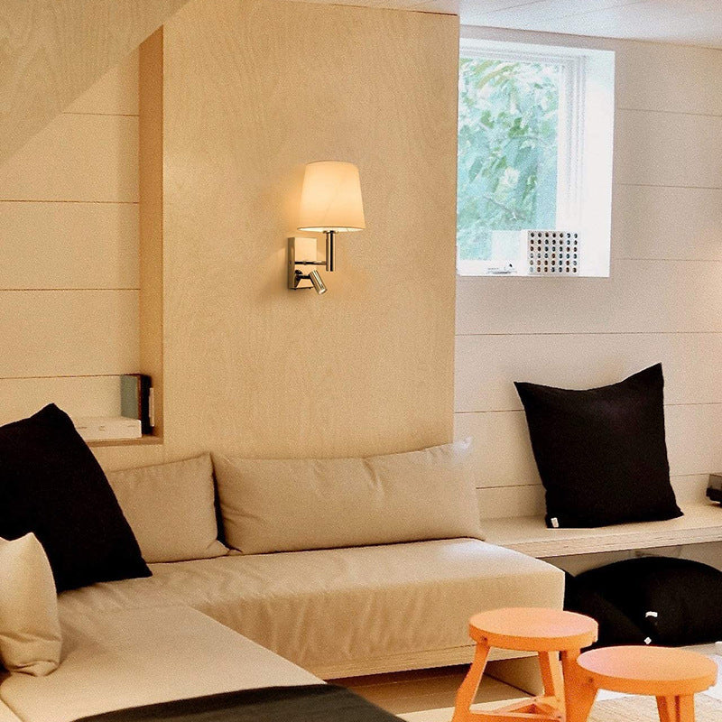 Round Trapezoidal Iron Fabric 1-Light Wall Sconce Lamp