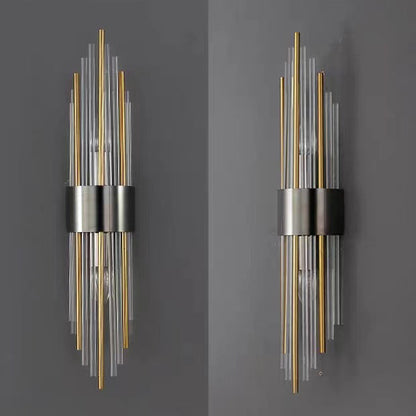 Round Long Stainless Steel Crystal 2-Light Wall Sconce Lamp