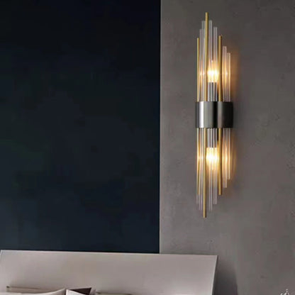 Round Long Stainless Steel Crystal 2-Light Wall Sconce Lamp