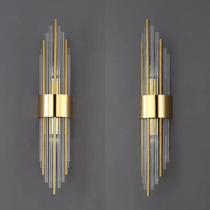 Round Long Stainless Steel Crystal 2-Light Wall Sconce Lamp