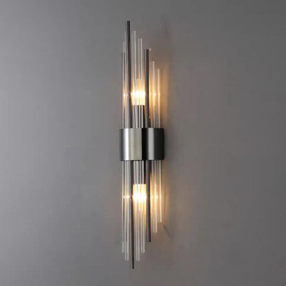 Round Long Stainless Steel Crystal 2-Light Wall Sconce Lamp