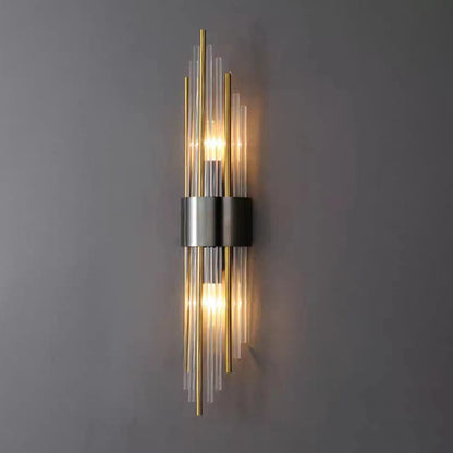 Round Long Stainless Steel Crystal 2-Light Wall Sconce Lamp