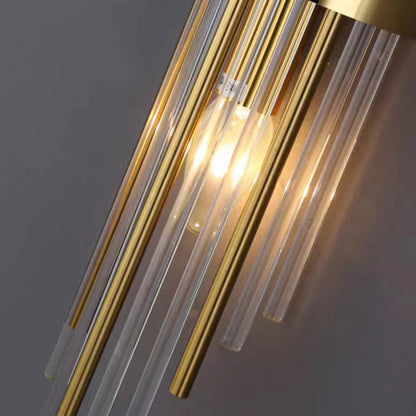 Round Long Stainless Steel Crystal 2-Light Wall Sconce Lamp