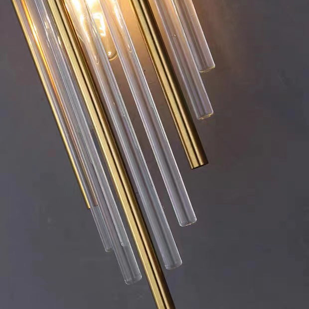 Round Long Stainless Steel Crystal 2-Light Wall Sconce Lamp