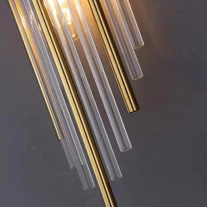 Round Long Stainless Steel Crystal 2-Light Wall Sconce Lamp