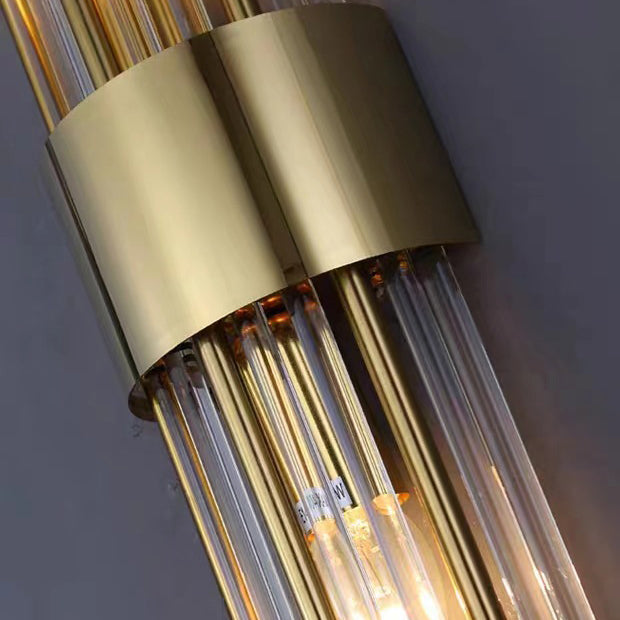 Round Long Stainless Steel Crystal 2-Light Wall Sconce Lamp
