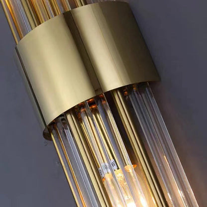 Round Long Stainless Steel Crystal 2-Light Wall Sconce Lamp