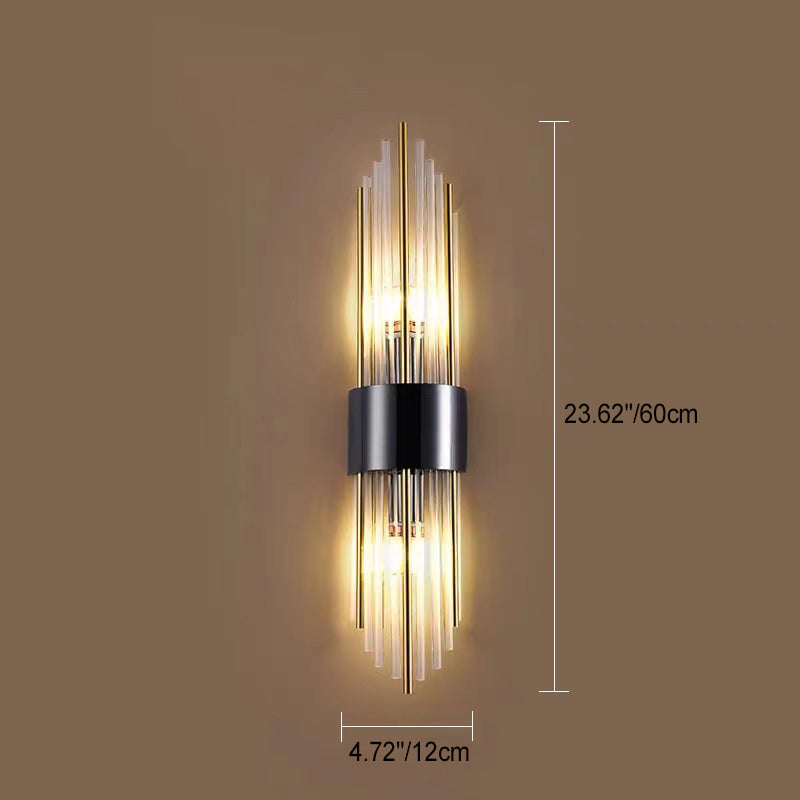 Round Long Stainless Steel Crystal 2-Light Wall Sconce Lamp
