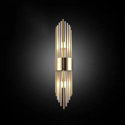 Round Long Stainless Steel Crystal 2-Light Wall Sconce Lamp