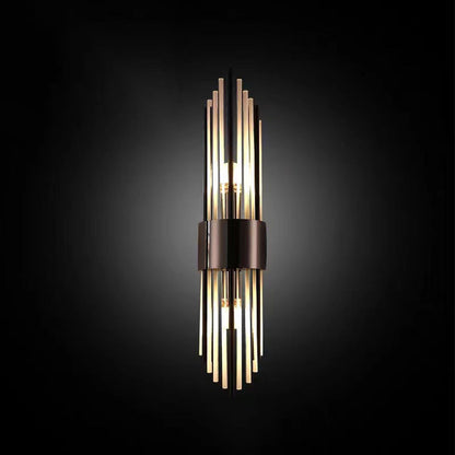 Round Long Stainless Steel Crystal 2-Light Wall Sconce Lamp