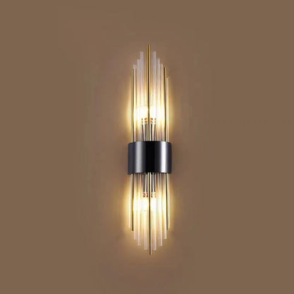 Round Long Stainless Steel Crystal 2-Light Wall Sconce Lamp