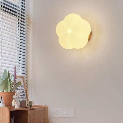 Minimalist Flower Wood Acrylic 1-Light Wall Sconce Lamp