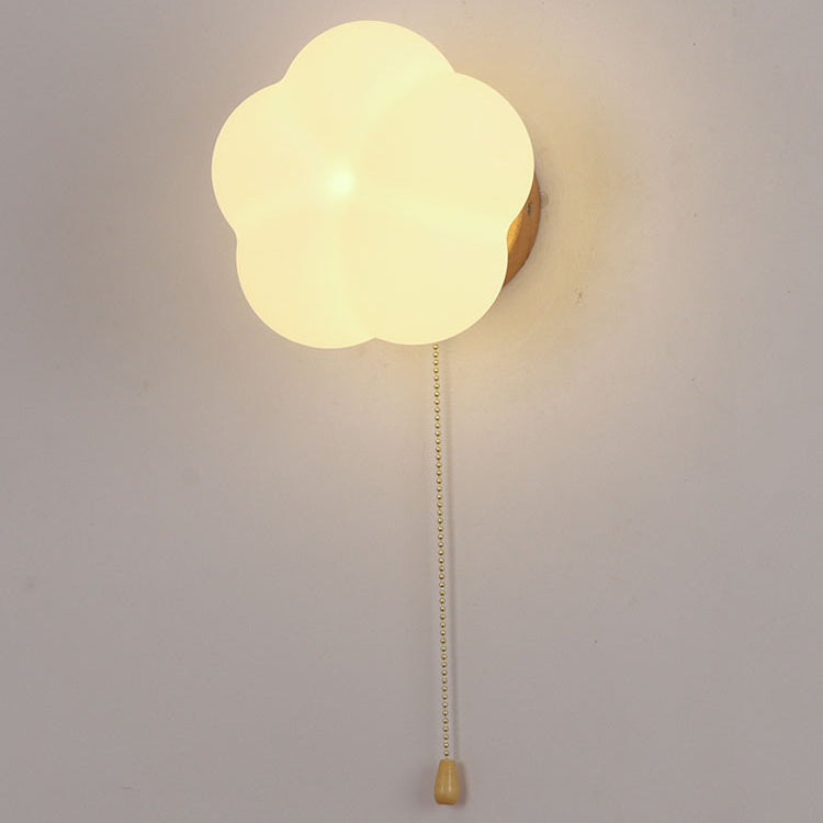 Minimalist Flower Wood Acrylic 1-Light Wall Sconce Lamp