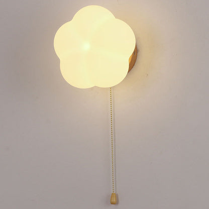 Minimalist Flower Wood Acrylic 1-Light Wall Sconce Lamp