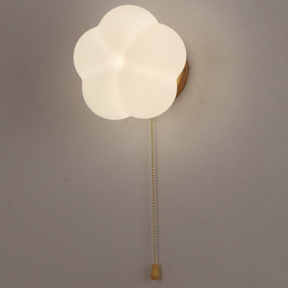 Minimalist Flower Wood Acrylic 1-Light Wall Sconce Lamp