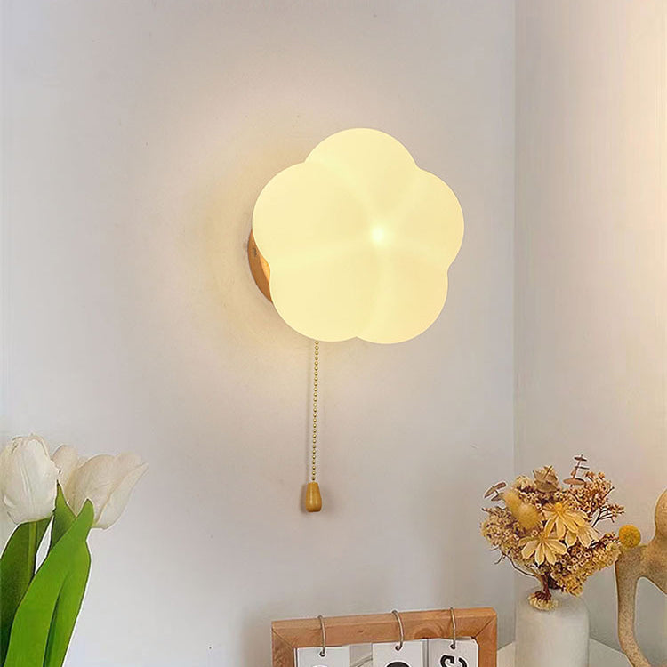 Minimalist Flower Wood Acrylic 1-Light Wall Sconce Lamp