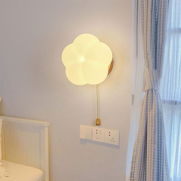 Minimalist Flower Wood Acrylic 1-Light Wall Sconce Lamp