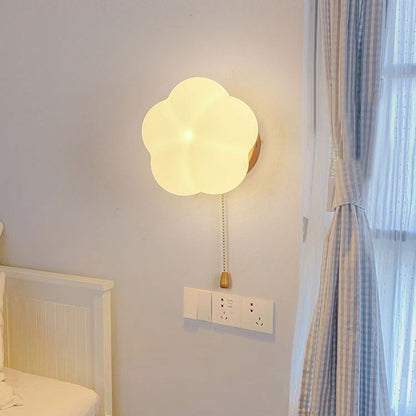Minimalist Flower Wood Acrylic 1-Light Wall Sconce Lamp