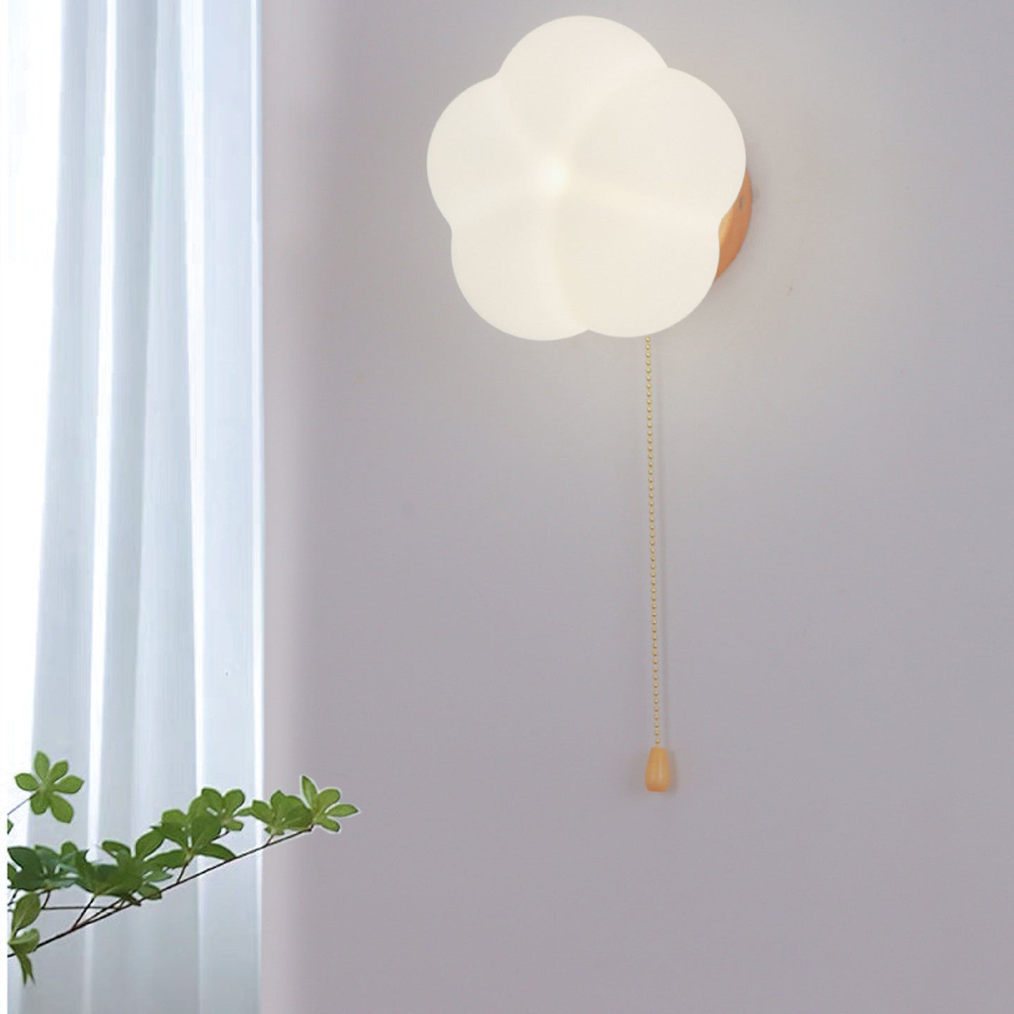 Minimalist Flower Wood Acrylic 1-Light Wall Sconce Lamp