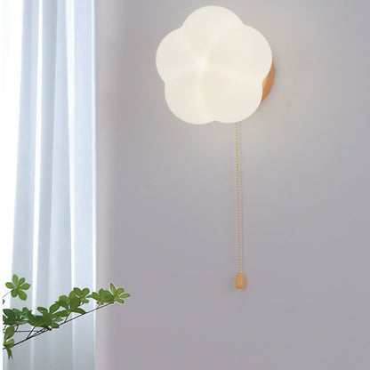 Minimalist Flower Wood Acrylic 1-Light Wall Sconce Lamp