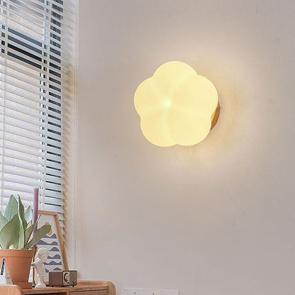 Minimalist Flower Wood Acrylic 1-Light Wall Sconce Lamp