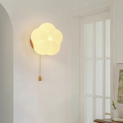 Minimalist Flower Wood Acrylic 1-Light Wall Sconce Lamp