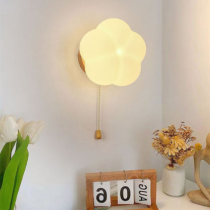 Minimalist Flower Wood Acrylic 1-Light Wall Sconce Lamp