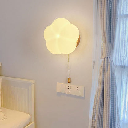 Minimalist Flower Wood Acrylic 1-Light Wall Sconce Lamp