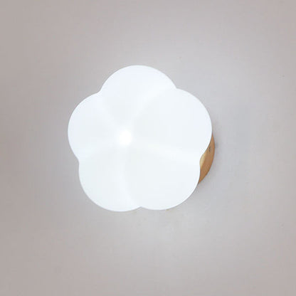 Minimalist Flower Wood Acrylic 1-Light Wall Sconce Lamp