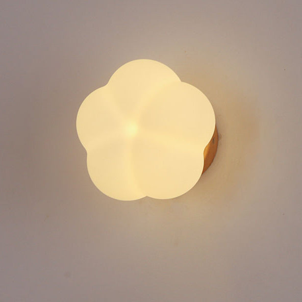 Minimalist Flower Wood Acrylic 1-Light Wall Sconce Lamp