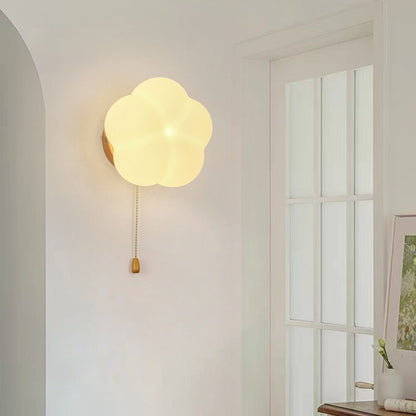 Minimalist Flower Wood Acrylic 1-Light Wall Sconce Lamp