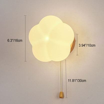 Minimalist Flower Wood Acrylic 1-Light Wall Sconce Lamp