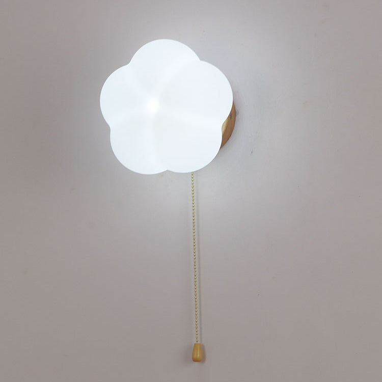 Minimalist Flower Wood Acrylic 1-Light Wall Sconce Lamp