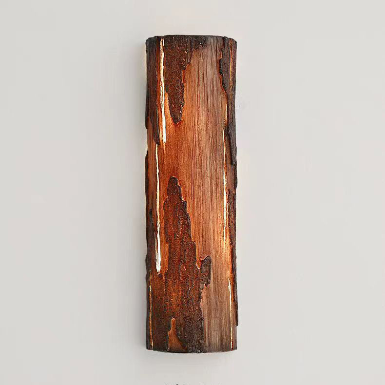 Retro Cylinder Faux Rock Stump Resin LED Wall Sconce Lamp