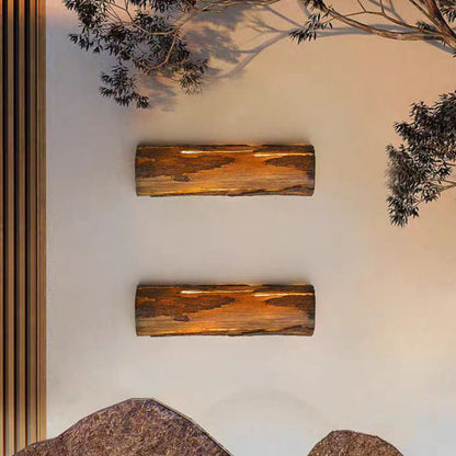 Retro Cylinder Faux Rock Stump Resin LED Wall Sconce Lamp