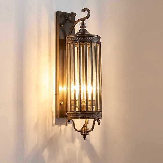 Waterproof Frame Glass Shade 1/3/6 Light Wall Sconce Lamp