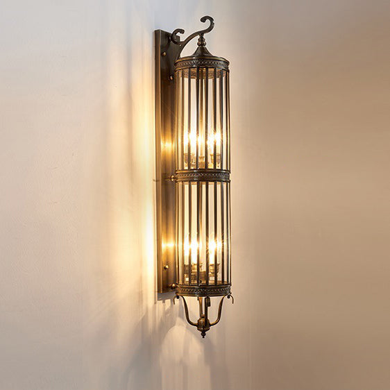 Waterproof Frame Glass Shade 1/3/6 Light Wall Sconce Lamp