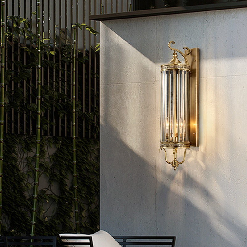 Waterproof Frame Glass Shade 1/3/6 Light Wall Sconce Lamp